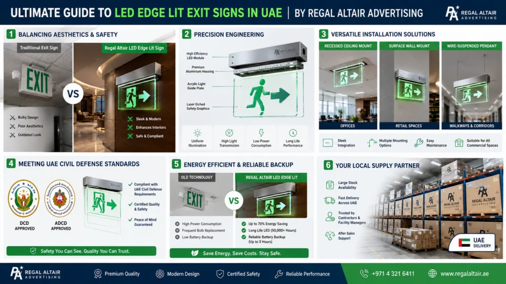 LED edge lit exit signs supplier UAE